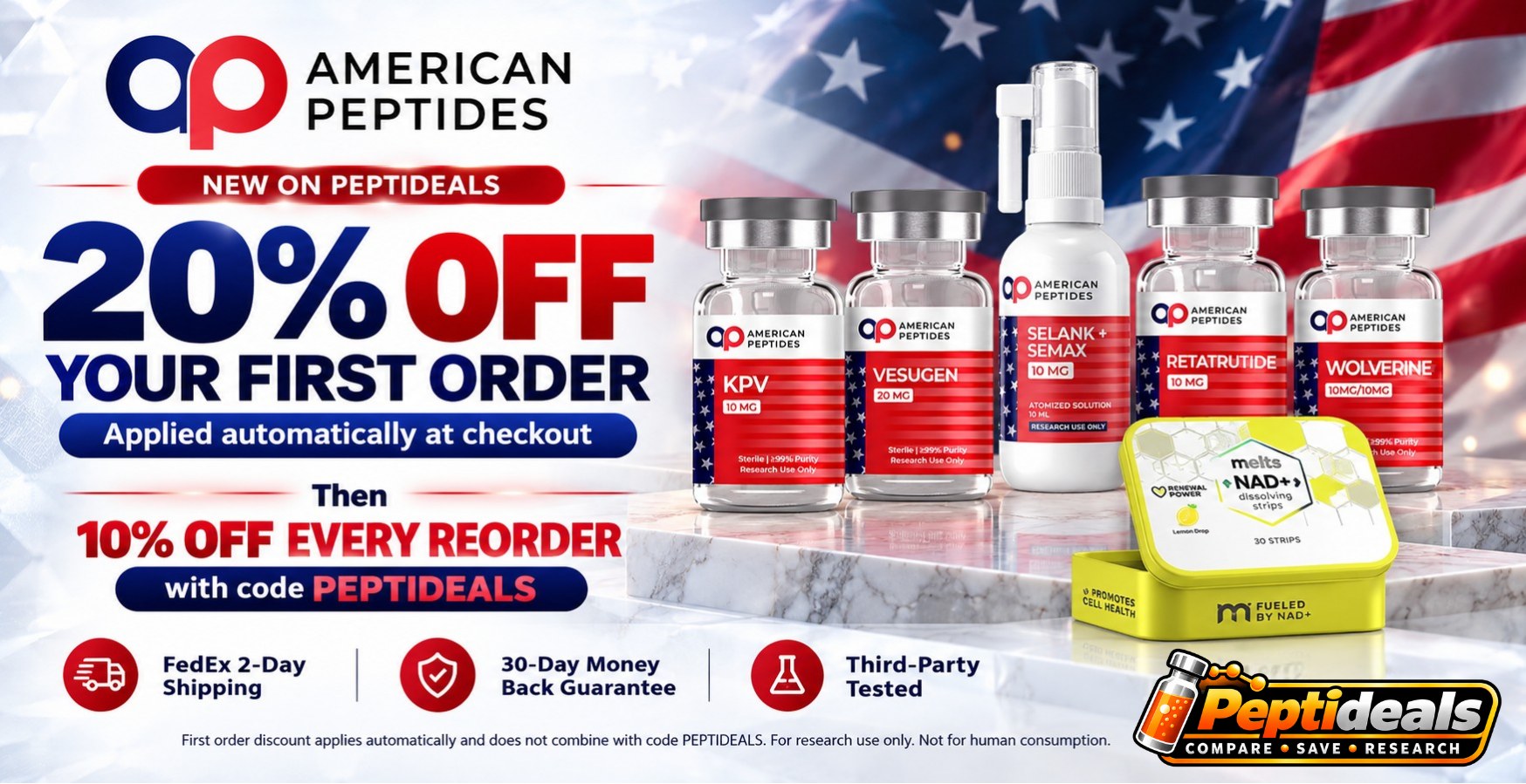 American Peptides: 20% Off Your First Order + 10% Off Reorders with Code PEPTIDEALS