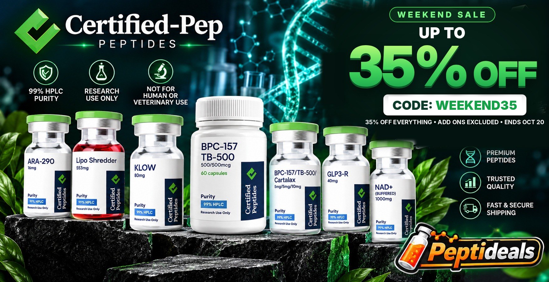 Certified Peptides: 35% Off Everything with Code WEEKEND35