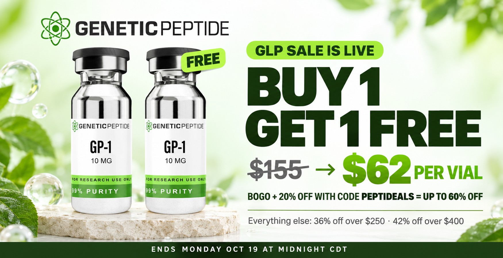 Genetic Peptide: Up to 60% Off GLPs: BOGO + 20% Code PEPTIDEALS