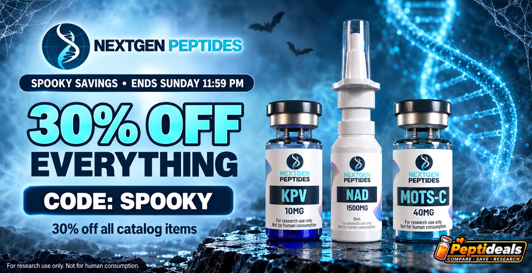 NextGen Peptides: Spooky Savings: 30% Off Sitewide with Code SPOOKY