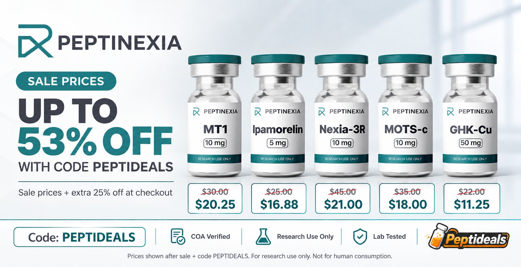 Peptinexia: Up to 53% Off: Sale Prices + 25% Off with Code PEPTIDEALS