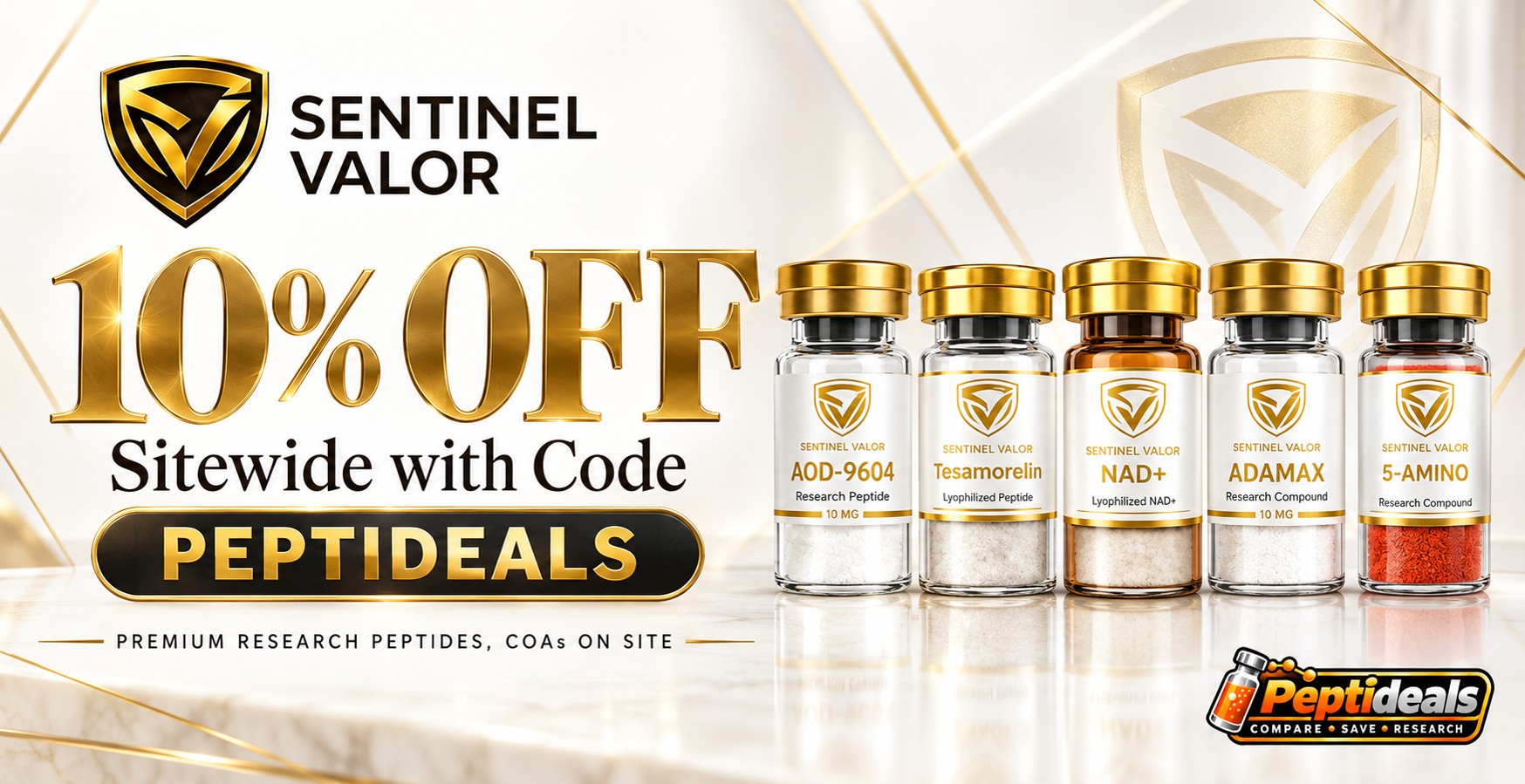 Sentinel Valor: 10% Off Sitewide with Code peptideals