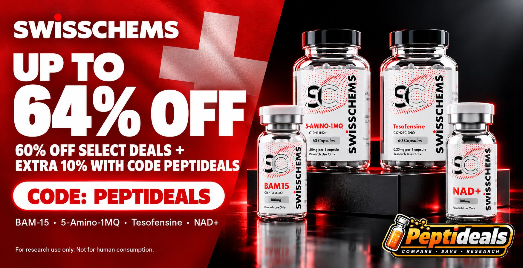 SwissChems: Up to 64% Off: 60% Off Select Deals + Extra 10% Code